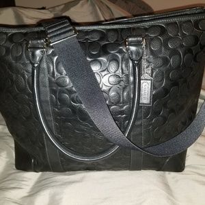 Leather Coach Signature Weekend Tote